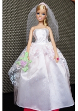 Beautiful  Handmade Pink Barbie Tulle Wedding Dress For Barbie Doll