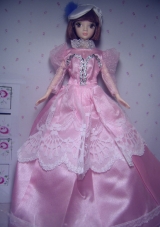 Cute Rose Pink Party Clothes Taffeta Beautiful Dress for Noble Barbie Doll