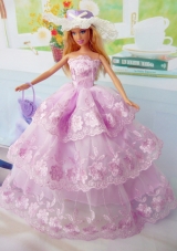 Elegant Pink Gown Organza Made to Fit the Barbie Doll