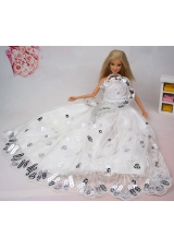 Beautiful Hand Made Flower Sequin Barbie Doll Dress