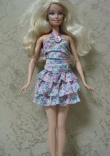 Beautiful Printing Short Colorful Barbie Doll Dress