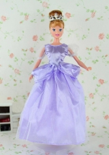 Beautiful Lilac Tulle Party Dress for Noble Barbie Doll