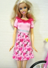 Beautiful Printing Short Colorful Barbie Doll Dress