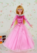 Beautiful Pink Tulle Party Clothes Fashion Dress for Noble Barbie Doll