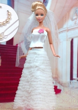 Fashion Handmade Organza Barbie White Wedding Dress For Barbie Doll