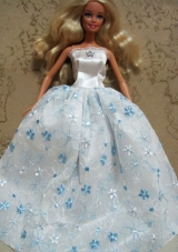 Embroidery Ball Gown Barbie Doll Dress