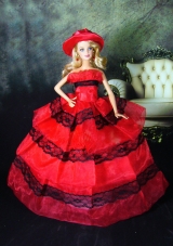 Amazing Red Dress With Lace Made To Fit The Barbie Doll