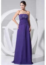 Beading and Ruch Decorate Bodice Purple 2013 Prom Dress Floor-length