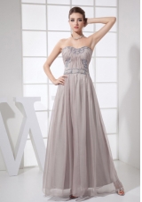 Beading Decorate Bodice Sweetheart Neckline Ankle-length Grey Chiffon 2013 Prom Dress