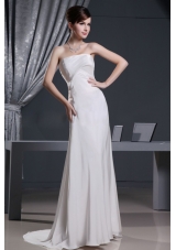 Simple Prom Dress With Strapless Brush Train