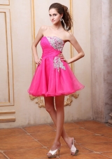 Hot Pink Prom / Cocktail Dress With Appliques Mini-length For Club