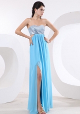 Special Prom Dress With Sequin Bodice High Slit and Floor-length