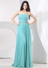 Strapless and Ruch For Simple Prom Dress With Green