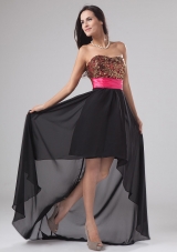 Paillette High-low Chiffon and Sequin Strapless A-Line Prom Dress