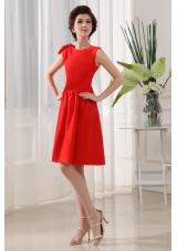 A-Line Prom Dress Red Knee-length Taffeta Scoop Knee-length