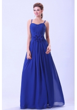 Royal Blue Prom / Evening Dress Spaghetti Straps Hand Made Flower Chiffon