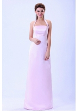 Halter Column Baby Pink For 2013 Bridemaid Dress Satin
