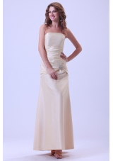 Champagne Beaded Prom Dress Ankle-length Taffeta