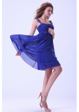 Royal Blue Prom / Homecoming Dress With Straps Knee-length Chiffon For Custom Made