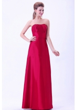 Wine Red Bridemaid Dress A-line Floor-length Taffeta