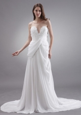 Sweetheart Wedding Dress With Hand Made Flowers Court Train Chiffon