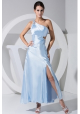 High Slit Beading Decorate Bodice One Shoulder Ankle-length Prom Dress For 2013