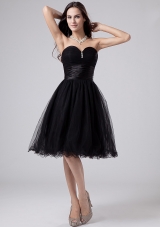 Black Sweetheart Modest 2013 Prom Dress With Beading and Ruch Organza