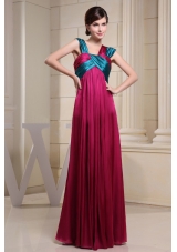 Asymmetrical Neckline For Prom Dress With Ruch and Hot Pink
