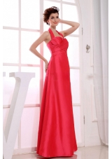 Red A-Line Floor-length Taffeta Party Halter 2013 Bridesmaid Dresses