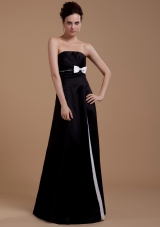 Bowknot A-Line Strapless Taffeta Floor-length Prom Dress