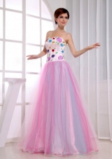 A-Line Sweetheart Organza Pink Floor-length 2013 Prom Dress