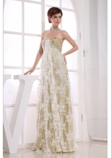 Stylish Empire Floor-length Sweetheart Prom Dress Sequins Champagne