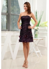 Dark Purple Homecoming Dress With Hand Made Flowers Mini-length