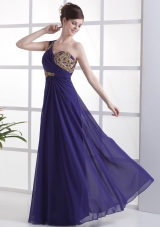 One Shoulder For Prom Dress With Beading Ruch and Floor-length