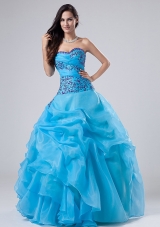 Embroidery and Beading Ball Gown Sweetheart Organza Floor-length Quinceanera Dress