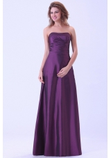 Dark Purple Bridemaid Dress A-line Strapless Floor-length For Custom Made