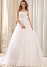 Romantic Princess Sash and Appliques 2013 Wedding Gowns With Ruffled Layers Organza For Wedding Party