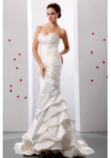 Mermaid Sweetheart Ruch and Appliques 2013 Weding Dress With Taffeta