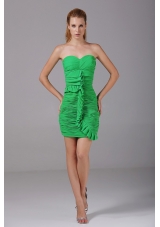Ruching Decorate Bodice Spring Green Chiffon Mini-length 2013 Prom Dress