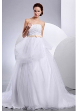 Custom Made Pretty Strapless Wedding Gowns With Appliques and Sash In Wedding Party