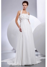 Simple Empire Halter 2013 Wedding Dress With Hand Made Flowers and Appliques