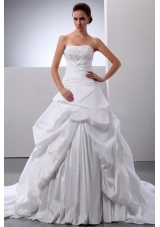 New Arrival Princess Appliques and Pick-ups Wedding Dress With Taffeta In 2013