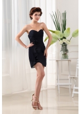Black Prom Dress With Sweetheart Mini-length and Chiffon