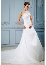 Custom Made Wedding Dress With Sweetheart and Appliques With Beading Court Train