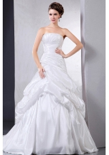 Custom Made 2013 Ball Gown Wedding Dress With Pick-ups and Ruching Court Train