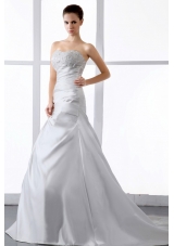Gorgeous Wedding Dress With Appliques A-line Court Train Satin