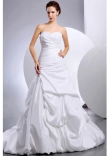 Beautiful Wedding Dress With Pick-ups and Ruching A-Line Court Train