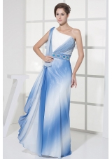 One Shoulder For Ombre Color Prom Dress With Ruch