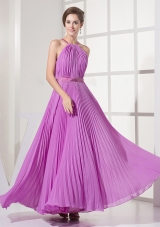 Straps and Lavender For Prom Dress With Ruched Over Skirt