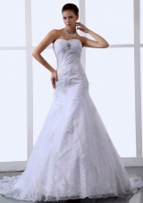 Lace Appliques Sweetheart Tulle Stylish Wedding Dress